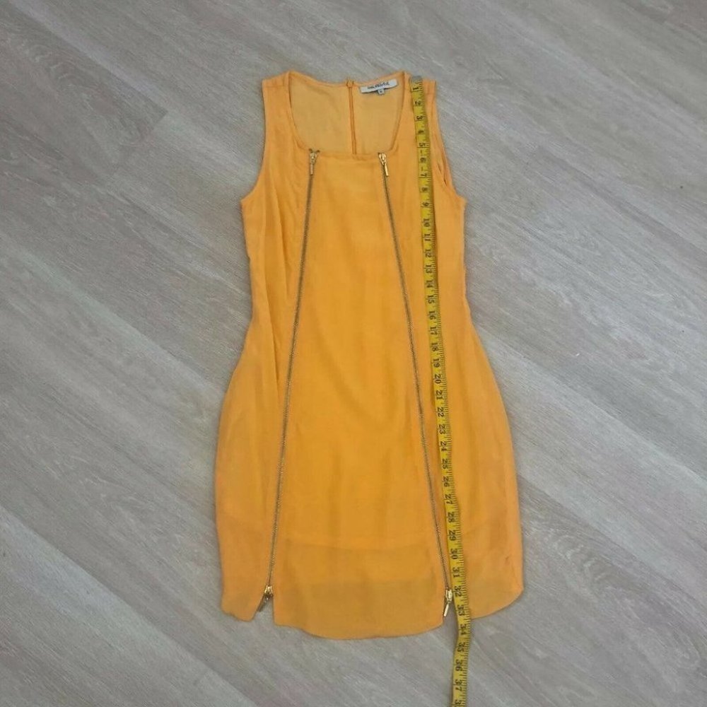 Maurie & Eve 100% Silk Women's Dress Size 8 Yellow Featured Zippers - Picture 2 of 8